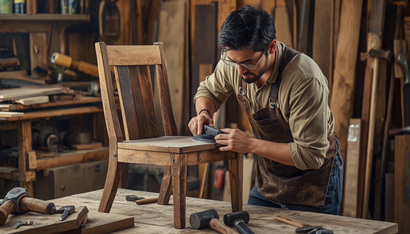 Holzmöbel Reparatur in Aktion